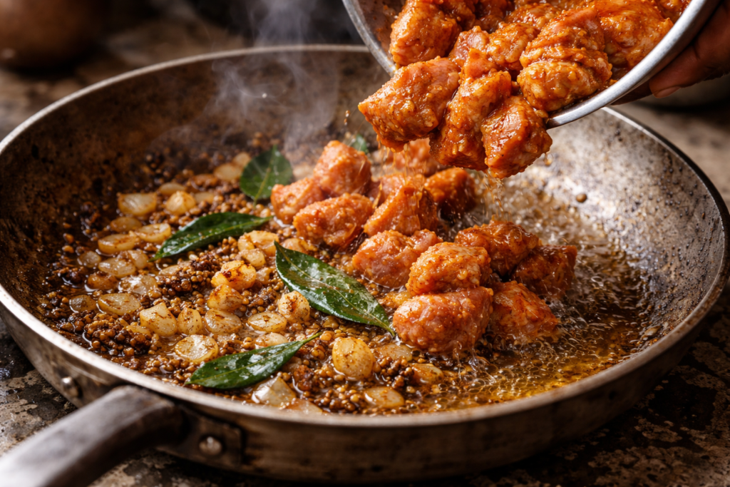 Sizzling chicken in Sri Lankan curry spices