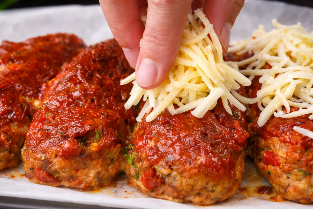 Then put finely chopped 2.8 oz (80 g) mozzarella cheese on top