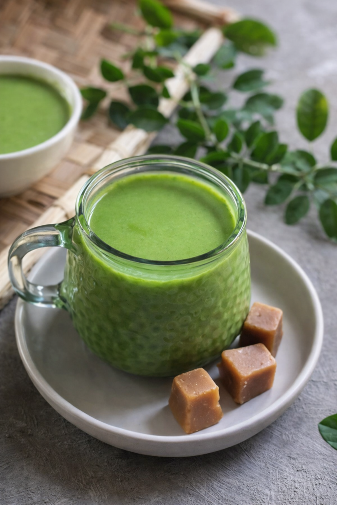 Blue fenugreek leaves porridge in Sri Lanka