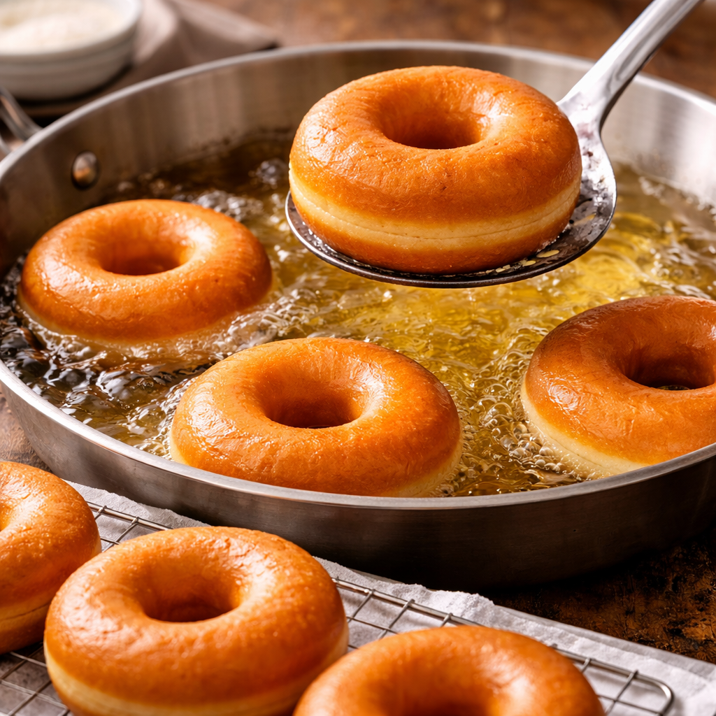 Step 5 Let's fry the chocolate donuts