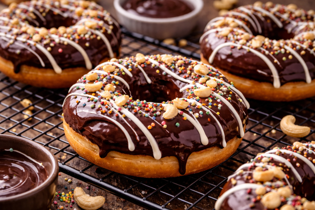 Making a topping for the chocolate donuts