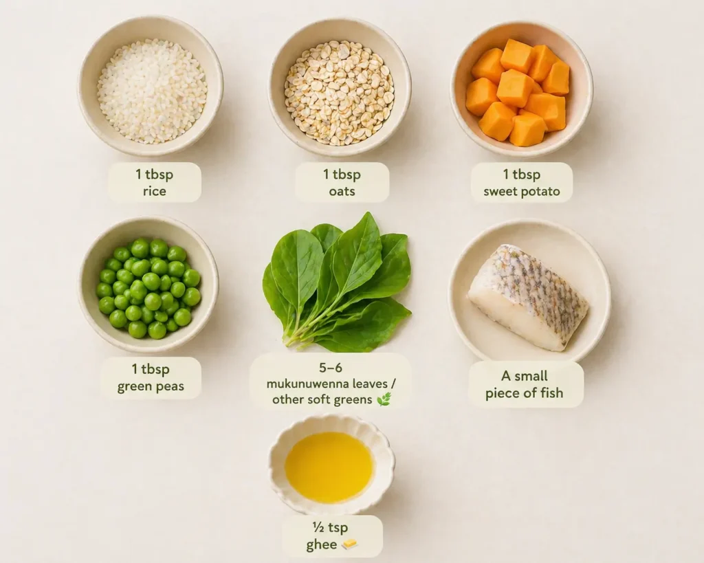 baby-food-ingredients-rice-oats-fish-ghee-greens.webp