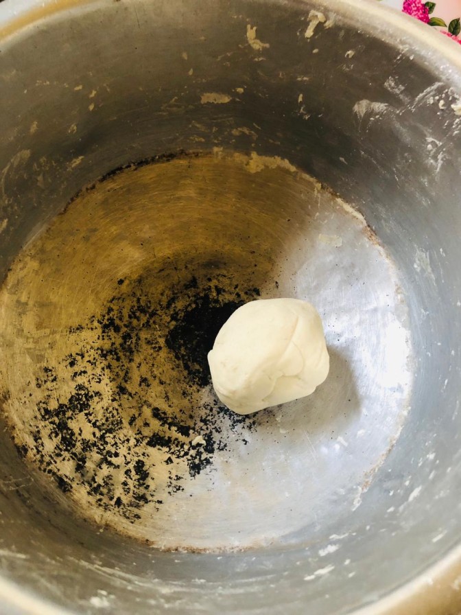Mani pittu dough after mixing flour with water – Sri Lankan style