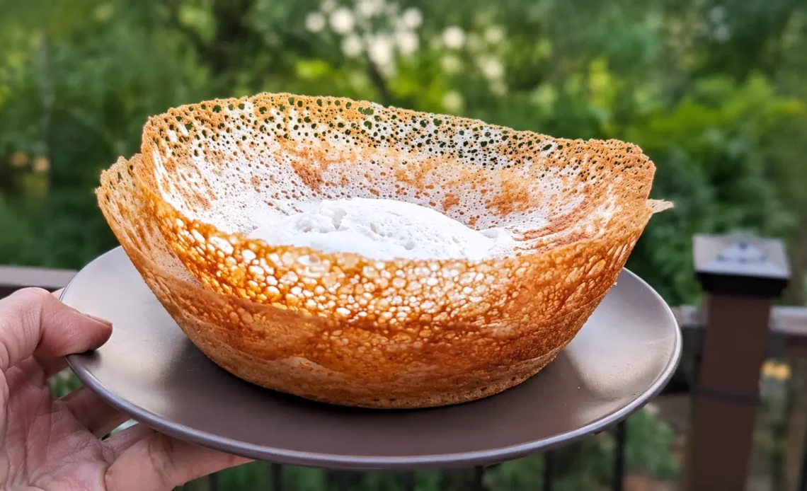 crispy homemade Sri Lankan hopper served on a plate