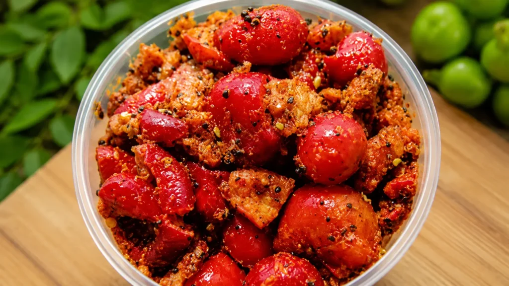 spicy lovi fruit mixed with chili flakes